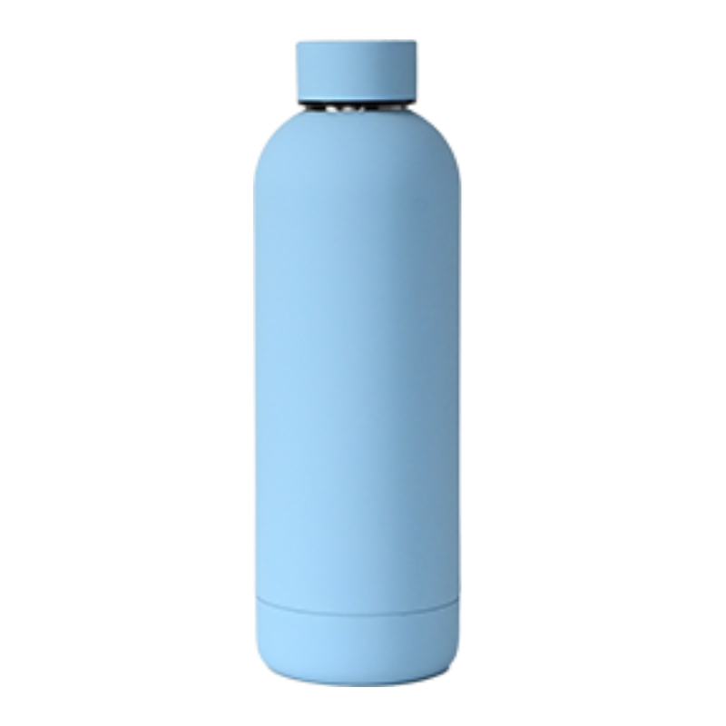 ice blue (1) Custom Ice Blue 500ml Soft Touch Water Bottle