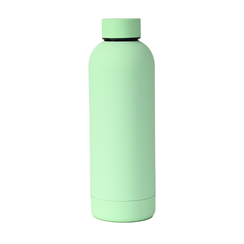 light green Custom Light Green 500ml Soft Touch Water Bottle
