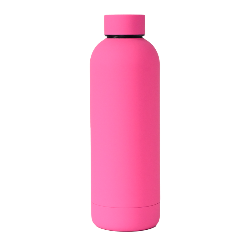neon pink Custom Neon Pink 500ml Soft Touch Water Bottle
