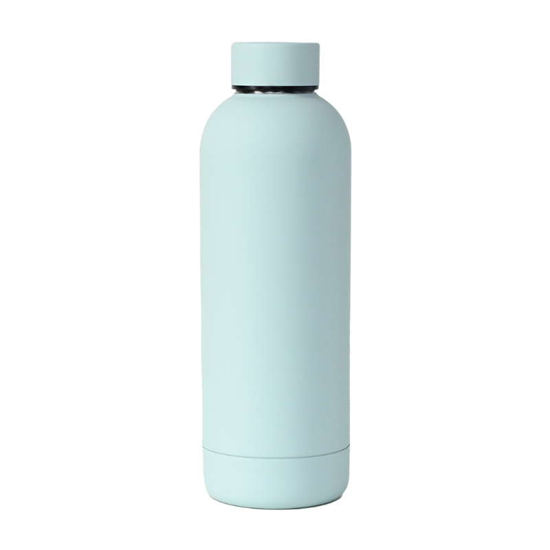 powder blue Custom Powder Blue 500ml Soft Touch Water Bottle