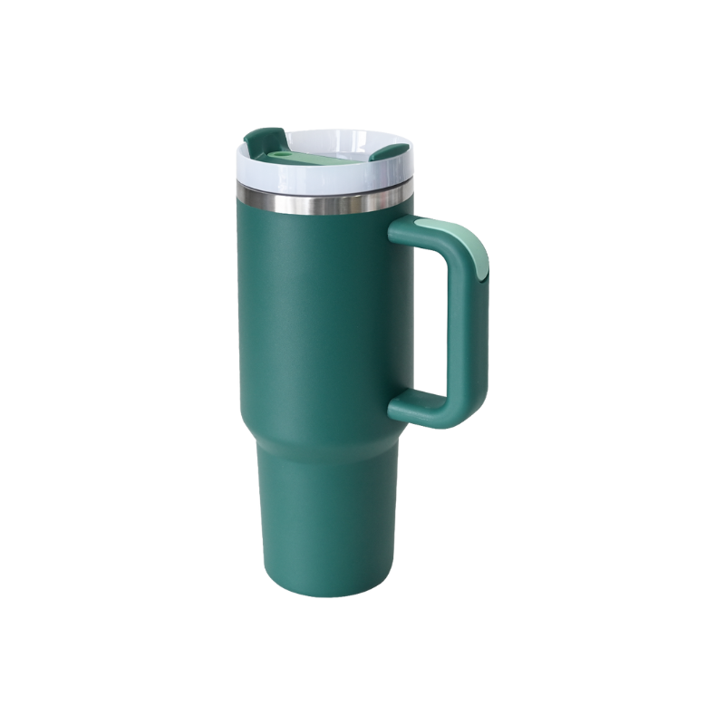 green 1200ml Aqua Double Wall Car Tumbler 1200ml green vacuum insulated Aqua tumbler – branded travel drinkware ideal for daily coffee, long drives, or eco-friendly promotions