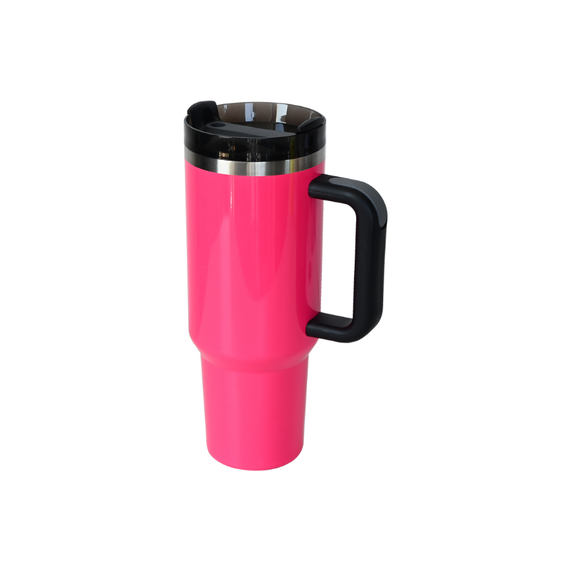 neon pink 1200ml Aqua Double Wall Car Tumbler 1200ml neon pink Aqua insulated car mug – branded stainless steel mug for commuting, events, or giveaways