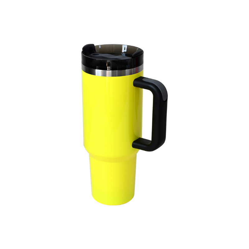 neon yellow 1200ml Aqua Double Wall Car Tumbler 1200ml neon yellow Aqua insulated car mug – branded stainless steel mug for commuting, events, or giveaways