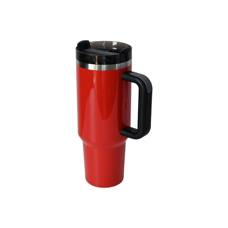 neonred1200ml Aqua Double Wall Car Tumbler 1200ml gloss red Aqua insulated car mug – branded stainless steel mug for commuting, events, or giveaways