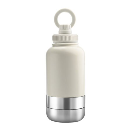 Promotional EcoPet cream 1000ml Portable Water Bottle with Dual Bowls