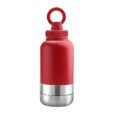 Promotional EcoPet red 1000ml Portable Water Bottle with Dual Bowls