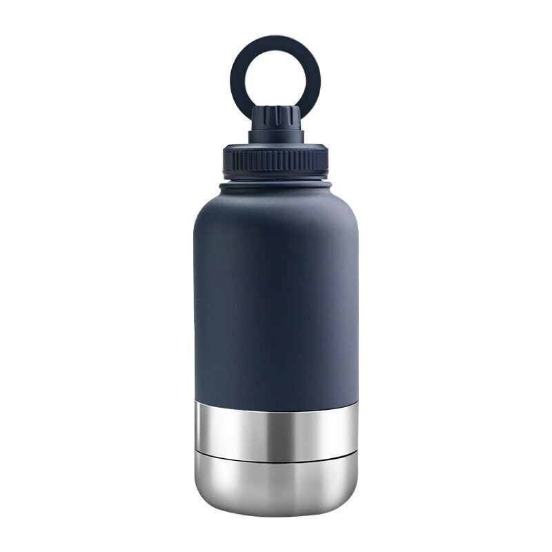 11 Promotional EcoPet navy 1000ml Portable Water Bottle with Dual Bowls