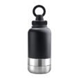 Promotional EcoPet Black 1000ml Portable Water Bottle with Dual Bowls