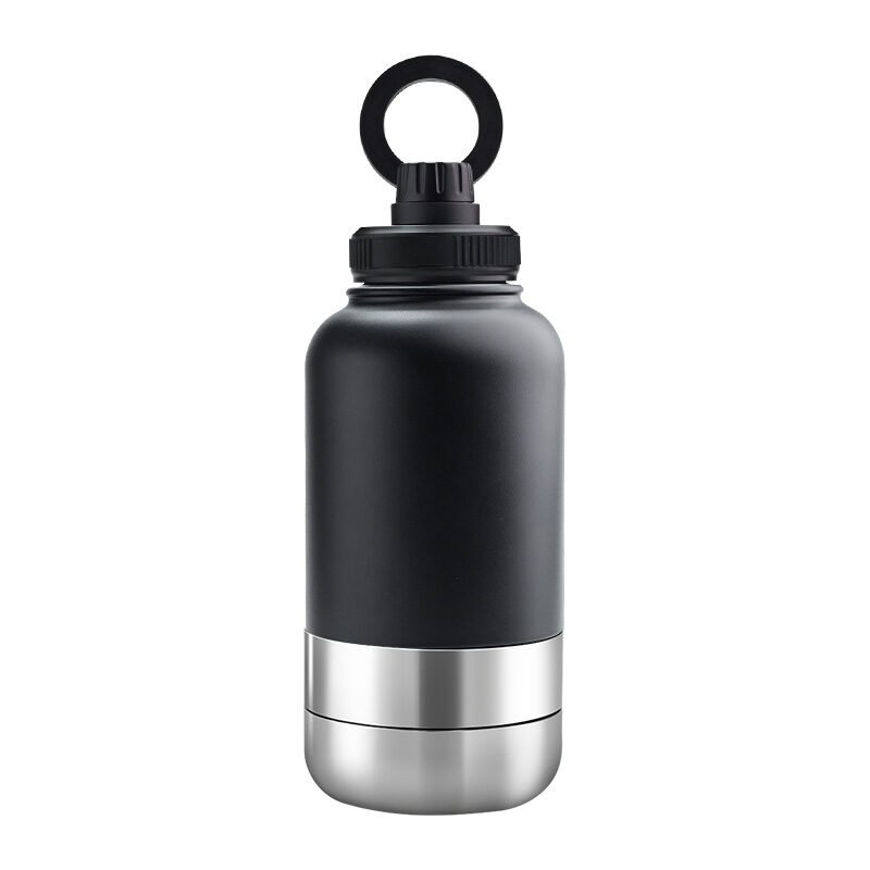 12 Promotional EcoPet Black 1000ml Portable Water Bottle with Dual Bowls
