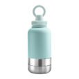 Promotional EcoPet powder blue 1000ml Portable Water Bottle with Dual Bowls