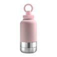 Promotional EcoPet pink 1000ml Portable Water Bottle with Dual Bowls