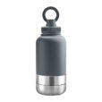 Promotional EcoPet grey 1000ml Portable Water Bottle with Dual Bowls