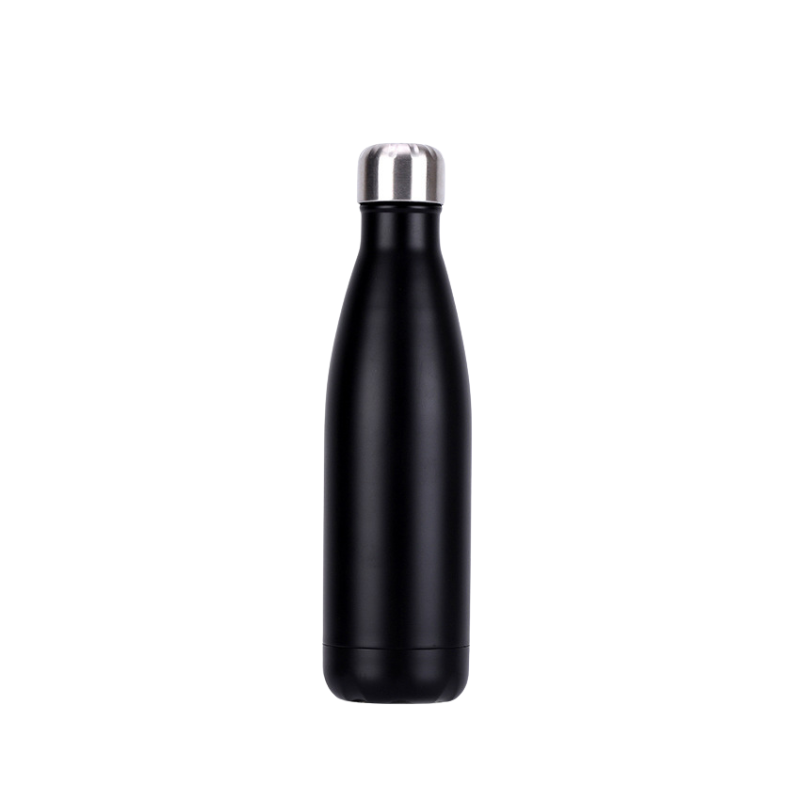 BLACK (1) Promotional 500ml Kola matt black Vacuum Bottle with logo printed