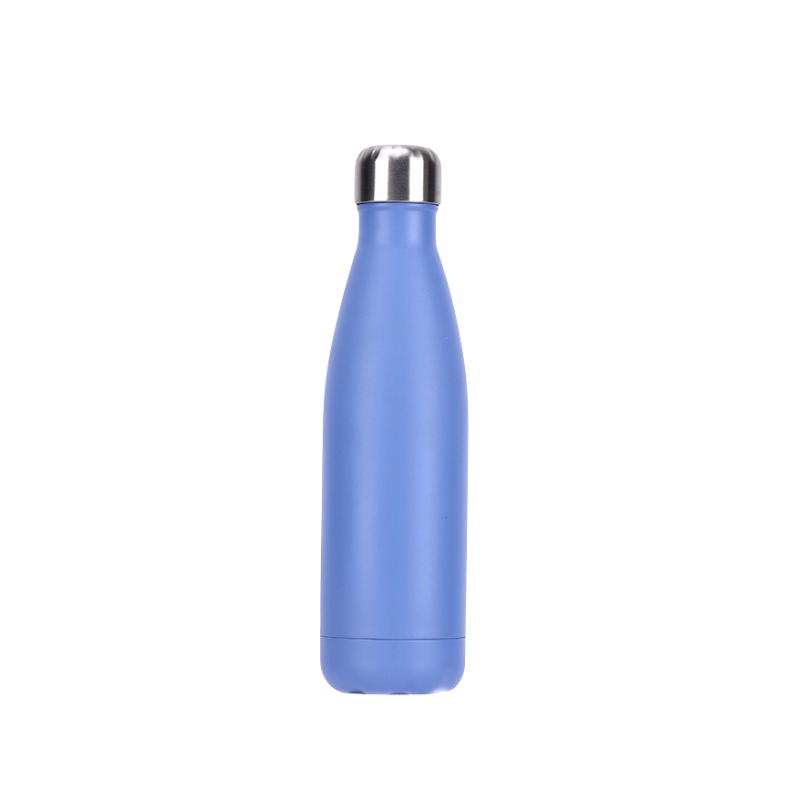 BLUE Promotional 500ml Kola matt blue Vacuum Bottle with logo printed