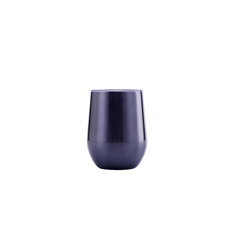 GREY Custom 350ml Gloss Grey Finished Double Wall Vacuum Wine Tumbler - Without Rim