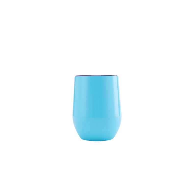 aqua Custom 350ml Gloss Aqua Finished Double Wall Vacuum Wine Tumbler - Without Rim