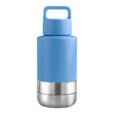 Logo Printed Blue EcoPet All-in-One Dog Travel Bottle with Grip-Carrying Handle Lid