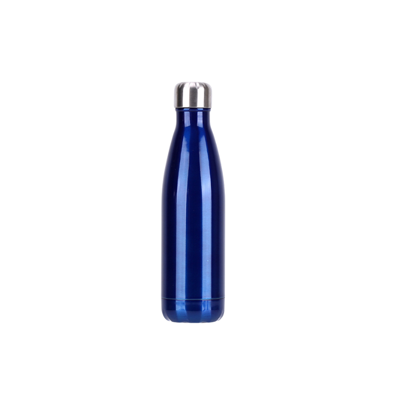 blue Promotional 500ml Kola blue Vacuum Bottle with logo printed