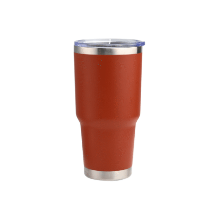 Reusable burnt orange 900ml stainless steel vacuum tumbler with contoured design – sustainable custom drinkware for eco-conscious promotions