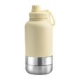 Custom 1000ml cream EcoPet Portable Water Bottle with Dual Bowls