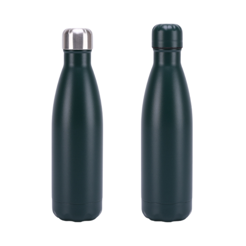 dark green Custom 500ml Kola Dark Green Powder Coated Vacuum Bottle
