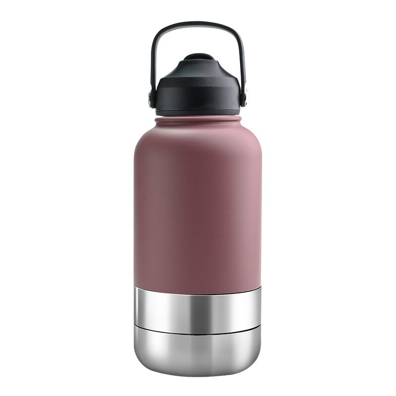 dusky rose Promotional 1000ml EcoPet BPA-Free Travel Hydration Set for Dogs - dusky rose