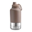 Custom 1000ml fawn EcoPet Portable Water Bottle with Dual Bowls