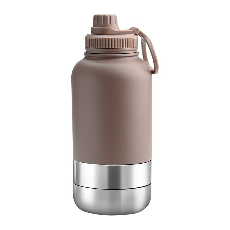 fawn Custom 1000ml fawn EcoPet Portable Water Bottle with Dual Bowls