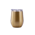Promotional 350ml Gloss Gold Finished Double Wall Vacuum Wine Tumbler - With Rim