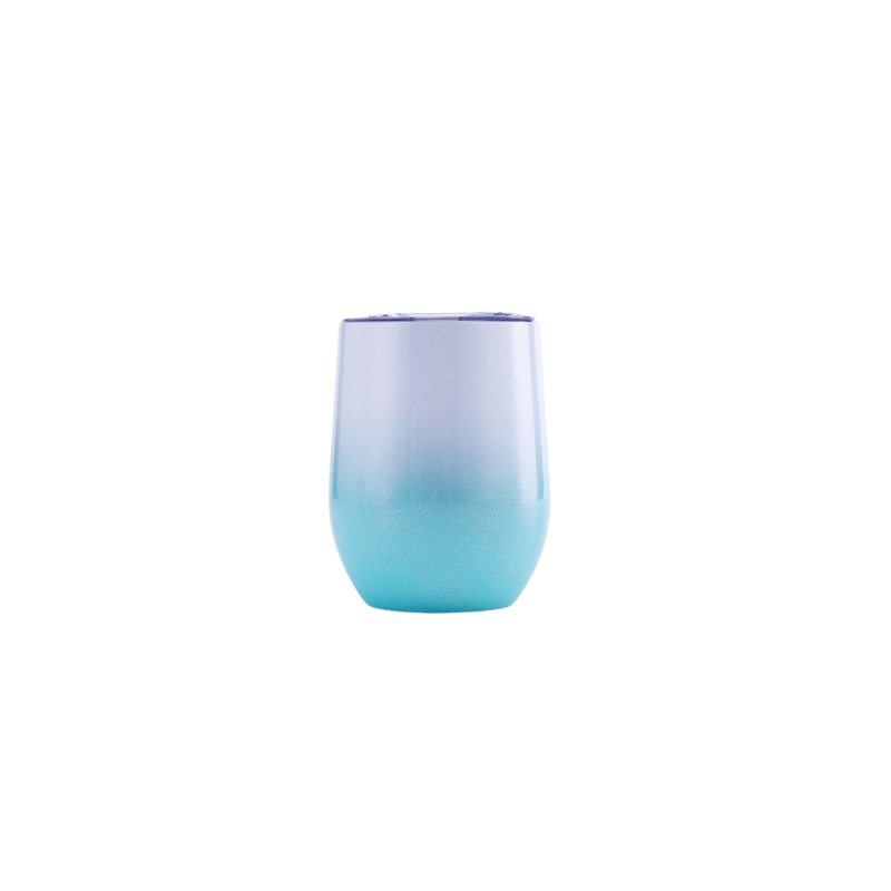 gradient white blue Custom 350ml gradient white blue Rainbow Paint Finished Double Wall Vacuum Wine Tumbler