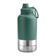 Custom 1000ml green EcoPet Portable Water Bottle with Dual Bowls