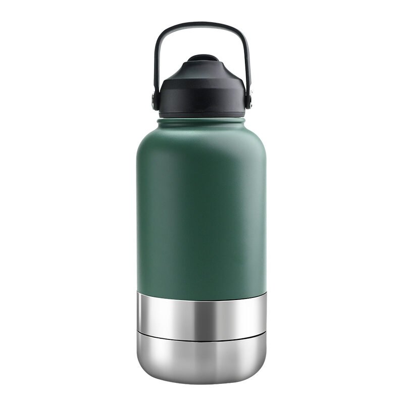 green Promotional 1000ml EcoPet BPA-Free Travel Hydration Set for Dogs - green