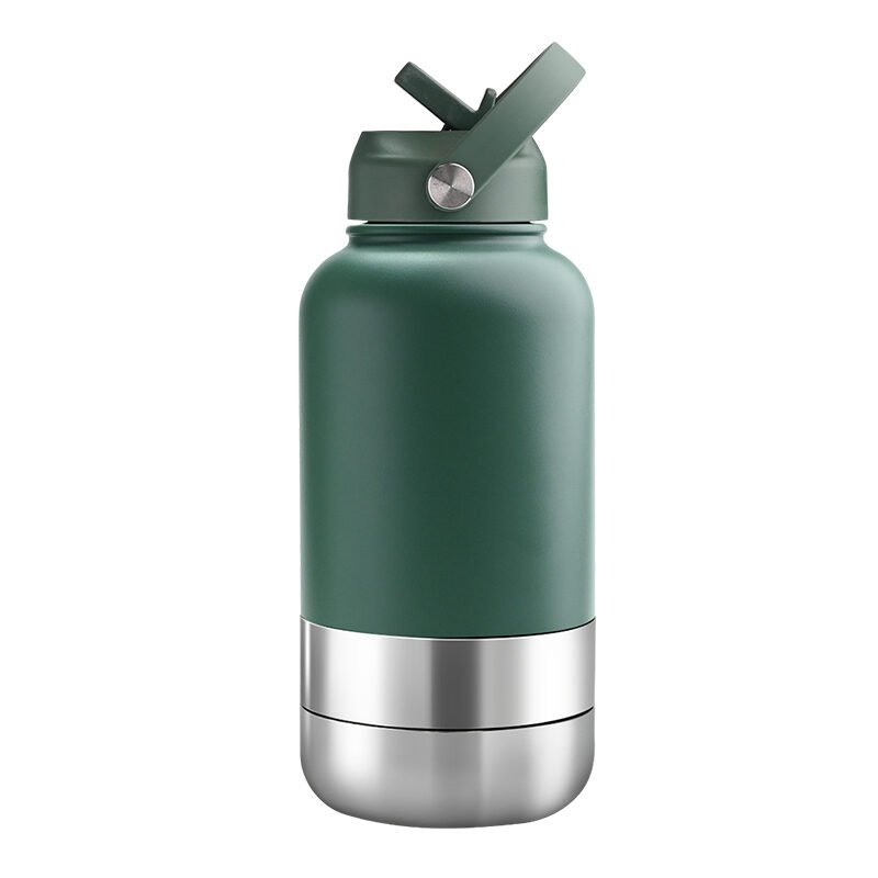 green Personalised EcoPet dark green BPA-Free Dog Adventure Feeding and Drinking Solution 1000ml