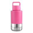 Logo Printed Hot Pink EcoPet All-in-One Dog Travel Bottle with Grip-Carrying Handle Lid