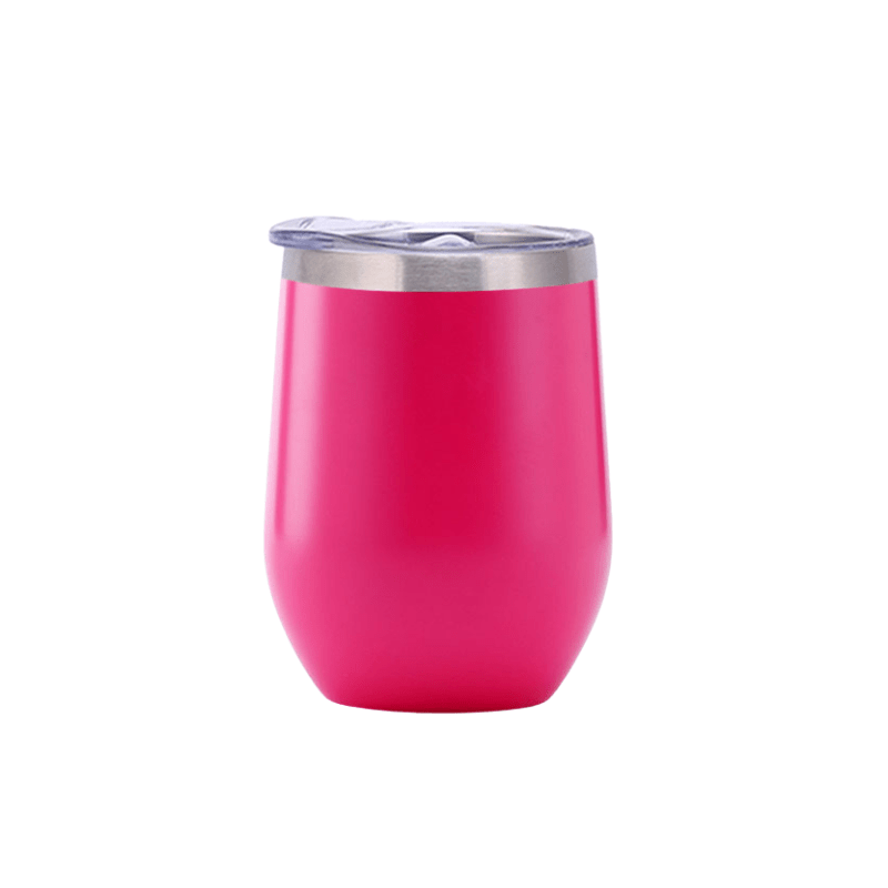 hot pink Promotional 350ml Gloss Hot Pink Finished Double Wall Vacuum Wine Tumbler - With Rim