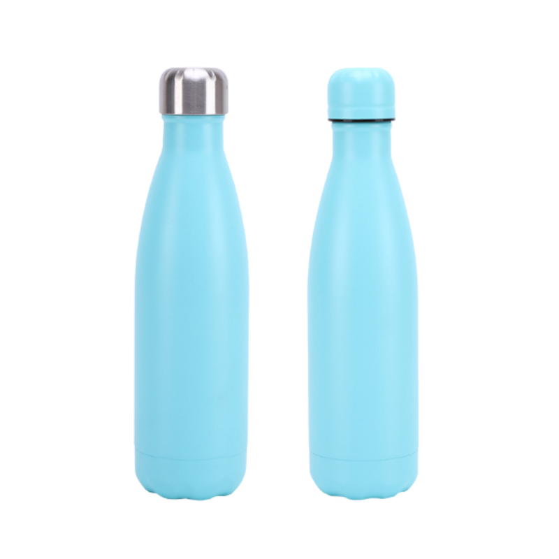 icy blue Custom 500ml Kola Ice Blue Powder Coated Vacuum Bottle
