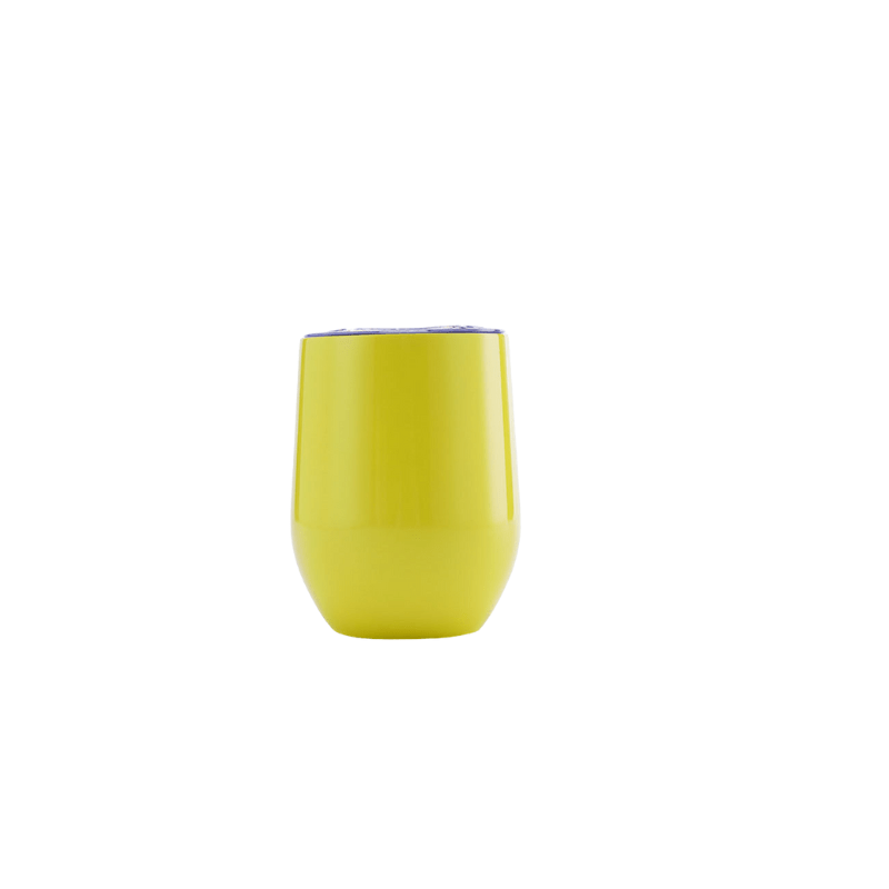 lemon Custom 350ml Gloss Lemon Finished Double Wall Vacuum Wine Tumbler - Without Rim