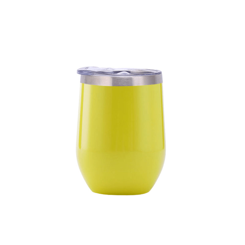 lemon Promotional 350ml Gloss Lemon Finished Double Wall Vacuum Wine Tumbler - With Rim