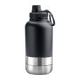 Custom 1000ml Black EcoPet Portable Water Bottle with Dual Bowls