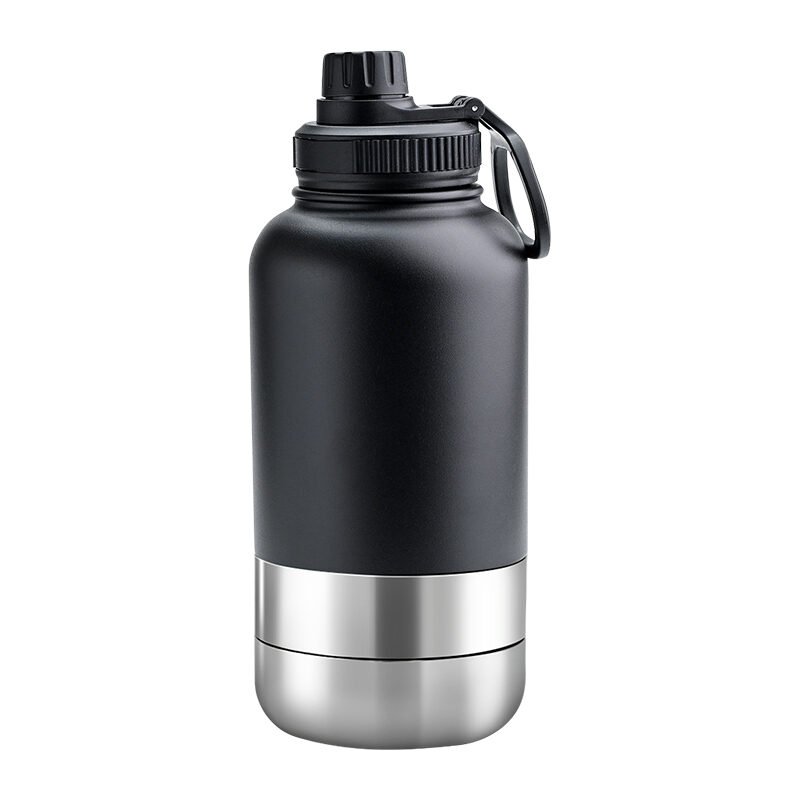 onyx Custom 1000ml Black EcoPet Portable Water Bottle with Dual Bowls