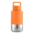 Logo Printed Yel Orange EcoPet All-in-One Dog Travel Bottle with Grip-Carrying Handle Lid