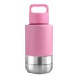 Logo Printed Pink EcoPet All-in-One Dog Travel Bottle with Grip-Carrying Handle Lid