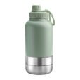 Custom 1000ml Pistachio EcoPet Portable Water Bottle with Dual Bowls