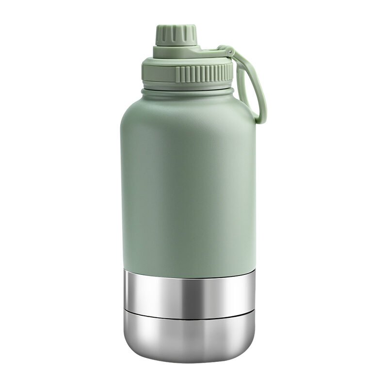 pistachio Custom 1000ml Pistachio EcoPet Portable Water Bottle with Dual Bowls