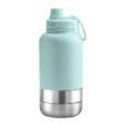 Custom 1000ml Powder Blue EcoPet Portable Water Bottle with Dual Bowls