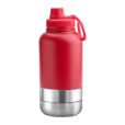 Custom 1000ml Red EcoPet Portable Water Bottle with Dual Bowls