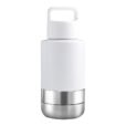 Logo Printed White EcoPet All-in-One Dog Travel Bottle with Grip-Carrying Handle Lid