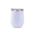 Promotional 350ml Gloss White Finished Double Wall Vacuum Wine Tumbler - With Rim