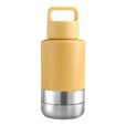 Logo Printed Yellow EcoPet All-in-One Dog Travel Bottle with Grip-Carrying Handle Lid