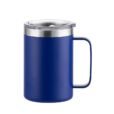 480ml navy blue personalised stainless steel mug with metallic trim – sleek custom gift for corporate branding